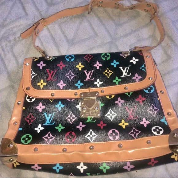 Original black colorful letter LV purse